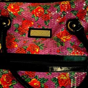 Betsey Johnson Bag Betseyville Sequined Floral Overnight Bag Large
